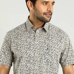 Indian Terrain Classic Slim Fit Floral Printed Cotton Casual Shirt-picture-15