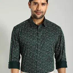 Indian Terrain Spread Collar Long Sleeves Classic Slim Fit Floral Printed Formal Shirt-picture-25