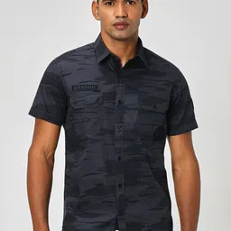 Mufti Slim Fit Camouflage Printed Pure Cotton Casual Shirt-picture-16