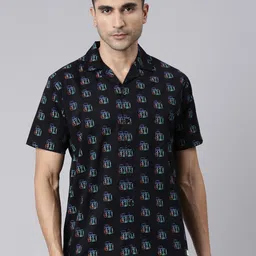 Joven Graphic Printed Slim Fit Cotton Casual Shirt-image-0