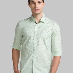 Parx Men Green Slim Fit Opaque Printed Cotton Casual Shirt-picture-34