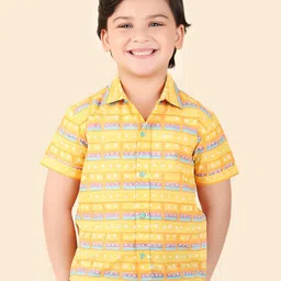 Fabindia Boys Geometric Printed Spread Collar Regular Sleeve Cotton Shirt image 1