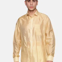 Sethukrishna Men Gold Silk Standard Casual Shirt-image-19