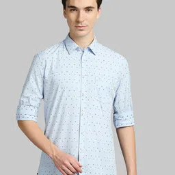 Parx Men Blue Printed Slim Fit Casual Shirt-image-97