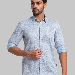 Parx Men Blue Floral Printed Cotton Slim Fit Casual Shirt-image-97