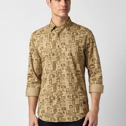 Peter England Casuals Men Khaki Slim Fit Printed Casual Shirt-picture-24