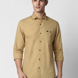 Peter England Casuals Men Khaki Slim Fit Printed Casual Shirt-picture-23