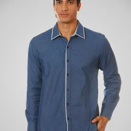 SHIRT THEORY Men Blue Comfort Casual Shirt-picture-12