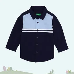 United Colors of Benetton Boys Blue Colourblocked Cotton Casual Shirt-picture-42