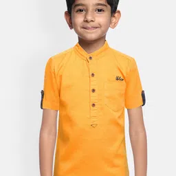 TONYBOY Boys Yellow Regular Fit Solid Pure Cotton Casual Shirt-image-87