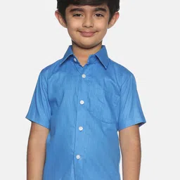 Sethukrishna Boys Blue Classic Opaque Casual Shirt-picture-24