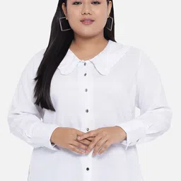 Indietoga Women White Plus Size Cotton Casual Shirt-picture-20
