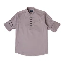 CAVIO Boys Comfort Mandarin Collar Roll Up Sleeves Casual Shirt-picture-23