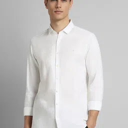 SIMON CARTER LONDON Slim Fit Textured Spread Collar Long Sleeves Cotton Casual Shirt-image-6