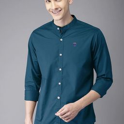 FUBAR Slim Fit Band Collar Long Sleeves Casual Shirt-picture-9