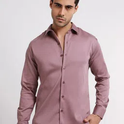 Banana Club Classic Slim Fit Spread Collar Satin Casual Shirt-image-4