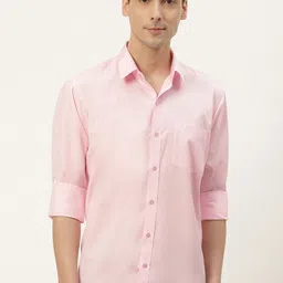 English Navy Men Classic Slim Fit Opaque Casual Shirt-image-40