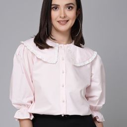 Style Quotient Pink Puff Sleeves Shirt Style Top-picture-13