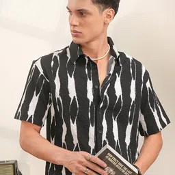 LOCOMOTIVE Premium Popcorn Textured Printed Oversized Shirt-image-50
