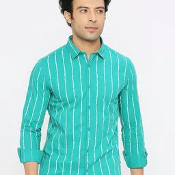 SPYKAR Classic Vertical Striped Spread Collar Cotton Shirt-picture-32