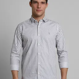 SIMON CARTER LONDON Men Spread Collar Vertical Striped Cotton Slim Fit Casual Shirt-picture-32