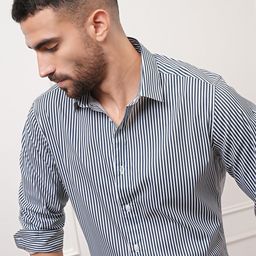 LOCOMOTIVE Premium Slim Fit Cutaway Collar Striped Printed Casual Shirt-picture-39