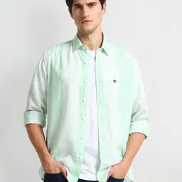Arrow Sport Striped Spread Collar Curved Cotton Slim Fit Casual Shirt-picture-10