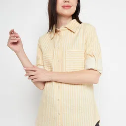 Ruhaans Women Classic Striped Casual Shirt-image-70