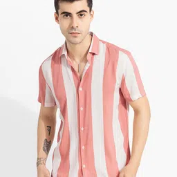 Snitch Classic Slim Fit Striped Opaque Casual Shirt-image-23