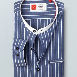 INVICTUS Men Blue & White Slim Fit Striped Sustainable Casual Shirt-picture-3