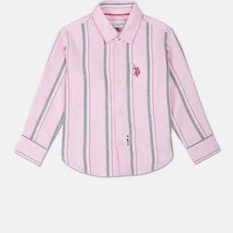 U.S. Polo Assn. Kids Boys Vertical Stripes Pure Cotton Casual Shirt-picture-12