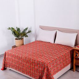 HANDICRAFT PALACE Red & Black Block Printed Cotton Quilted Double Queen Bed Cover-picture-13