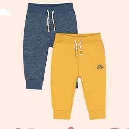 mothercare Infant Boys Pack of 2 Pure Cotton Joggers in Navy Blue & Mustard Yellow-picture-48
