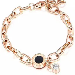 UNIVERSITY TRENDZ Women Rose Gold & White Cubic Zirconia Antique Rose Gold-Plated Wraparound Bracelet-image-96