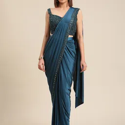 Grancy Blue Embellished Ready to Wear Saree-picture-17