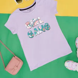 Pantaloons Junior Girls Typography Printed Cotton T-shirt-image-80