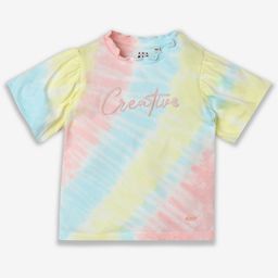 Ed-a-Mamma Girls Tie and Dye Printed V-Neck Bio Finish Applique T-shirt-picture-18