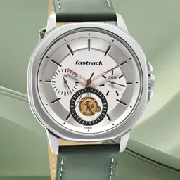 Fastrack Men Brass Dial & Leather Straps Analogue Watch 3303SL02-picture-34