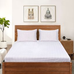 Saral Home Porto Soft White & Brown Ethnic Motifs Cotton 210 TC Queen Bedsheet Set-picture-43