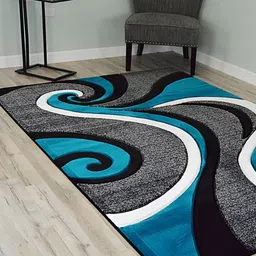 Shopgallery White & Black Ethnic Motifs Anti Skid Shaggy Carpet-picture-26