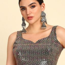Soch Embellished Sequinned Sleeveless Saree Blouse-picture-3