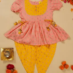 SAKA DESIGNS Girls Ethnic Motifs Printed Regular Gotta Patti Kurti with Dhoti Pants-picture-46