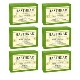 Hasthkar Set of 6 Handmade Neem Tulsi Soap with Glycerin & Coconut Oil - 125 g Each-picture-34