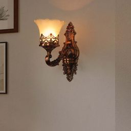 Fos Lighting Antique Copper-Toned Aluminium Wall Lamp With Translucent Glass Shade-picture-26
