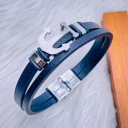 ZIVOM Men Black & Silver-Toned Leather Silver-Plated Wraparound Bracelet-picture-33
