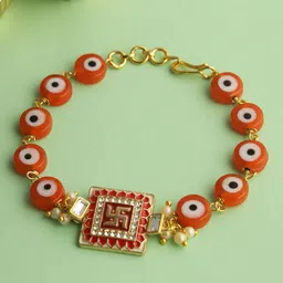 Aapno Rajasthan Stone-Studded & Beaded Wraparound Rakhi-picture-48