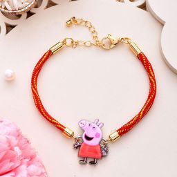 Aapno Rajasthan Kids Peppa Pig Wraparound Rakhi With Roli Chawal & Greeting Card-picture-11