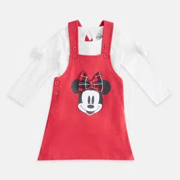 Pantaloons Baby Infant Girls Minnie Mouse Printed Cotton Dungaree With T-Shirt image 1