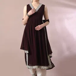 Myshka Empire Thread Work Straight Kurta With Palazzos & With Dupatta-picture-34