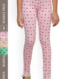 IndiWeaves Girls Pack Of 3 Printed Pure Cotton Ankle-Length Super Soft Leggings-picture-55